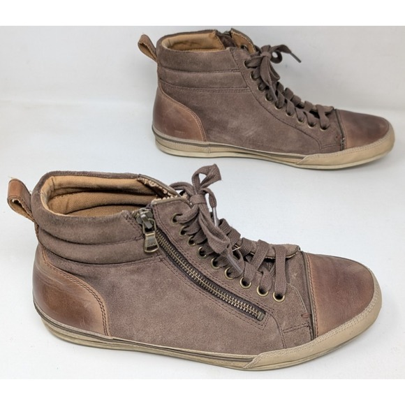 John Varvatos Star USA High Top Sneakers Men's Size‎ 8 Redding Zip Suede Brown